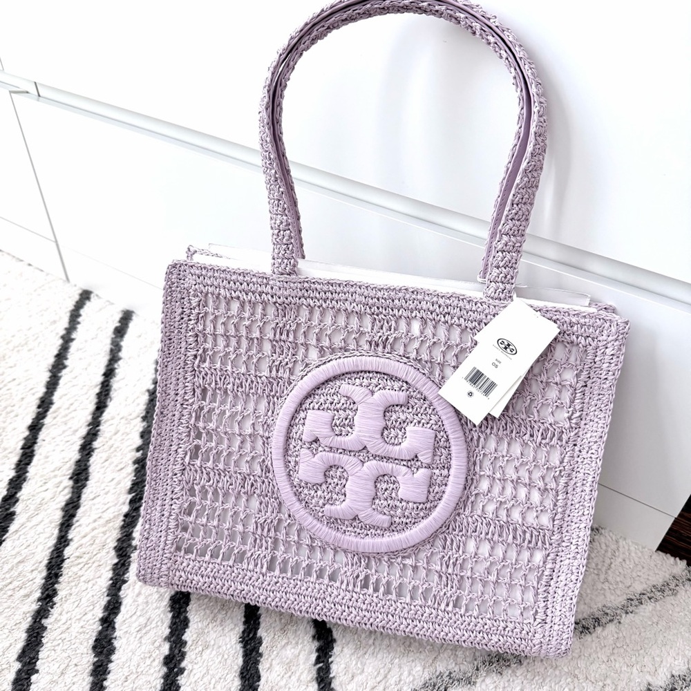 NWT Tory Burch Hand Crocheted Ella Tote - Small Pale Purple - 100% AUTHENTIC - Picture 2 of 7